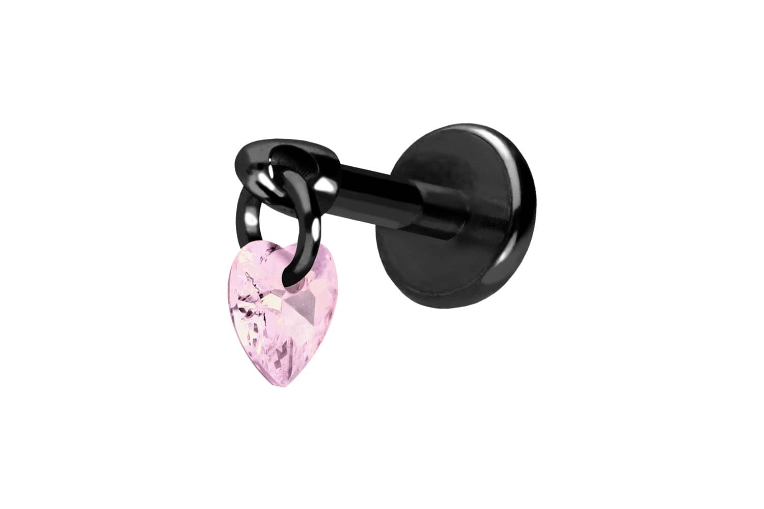 Titan Labret Piercing mit Push Fit KRISTALLHERZ